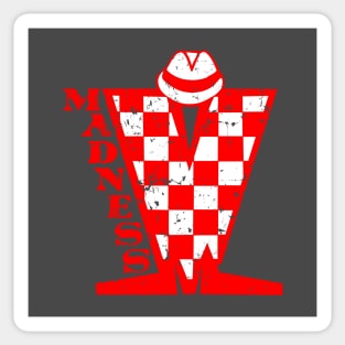Madness Vintage Checkerboard Red & White Sticker